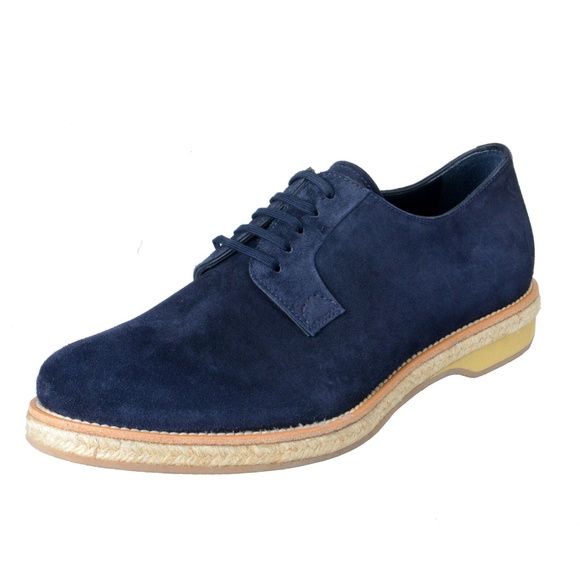 Prada Men's Blue Suede Lace Up Oxfords Shoes - Picture 1 of 8
